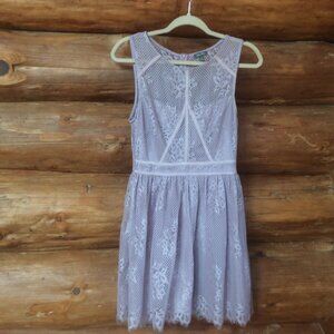 Lily Rose Purple Lavender Floral Mesh Ribbon Accent Sleeveless Dress Size Medium